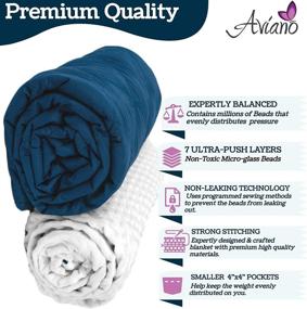 img 1 attached to 🛏️ Aviano Premium Weighted Blanket for Adults - 10 lbs with Detachable Duvet Cover (White Navy) - Twin Size Bed (48x72 in.) - Heavy Weighted Blankets for Restlessness