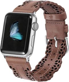 img 3 attached to 👗 Элегантные кожаные браслеты с кружевом, совместимые с Apple Watch SE Series 6 5 4 3 2 1, дышащий ремешок Secbolt для женщин - 38 мм 40 мм 42 мм 44 мм iWatch Band