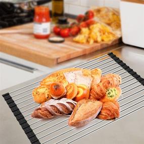 img 2 attached to 👌 Convenient and Compact: Ahyuan Roll up Dish Drying Rack for Over The Sink Kitchen | Foldable Stainless Steel Dish Drainer (17.8''x11.2'')