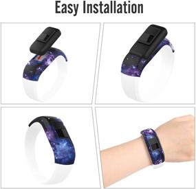 img 1 attached to 🌈 MoKo Band Compatible with Garmin Vivofit JR, [2 Pack] Soft Silicone Printing Pattern Unadjustable Replacement Strap for Vivofit JR/Vivofit JR 2/Vivofit 3 Wristband - Colorful A