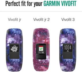 img 2 attached to 🌈 MoKo Band Compatible with Garmin Vivofit JR, [2 Pack] Soft Silicone Printing Pattern Unadjustable Replacement Strap for Vivofit JR/Vivofit JR 2/Vivofit 3 Wristband - Colorful A