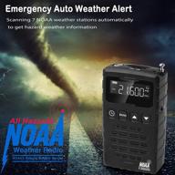 noaa weather pocket radio: portable am/fm/shortwave personal emergency small weather alert radio with lcd display, headset jack, sos alarm, sleep timer, antenna, belt clip for home & outdoor use. logo