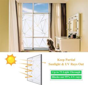 img 2 attached to Пленка для солнцезащиты Coavas Window Privacy Film - декоративные оконные наклейки из плёнки в технике витража для блокировки ультрафиолетовых лучей - наклейки для двери в ванную - неадгезивное матовое покрытие на статической клейкой основе - белые геометрические узоры - размер: 17,5 x 78,7 дюйма.