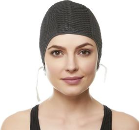 img 2 attached to BEEMO Swim Cap for Women with Chin Strap - Bubble Crepe Latex for Long and Short Hair - Ideal Swimming Caps