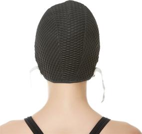 img 1 attached to BEEMO Swim Cap for Women with Chin Strap - Bubble Crepe Latex for Long and Short Hair - Ideal Swimming Caps