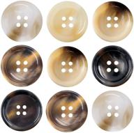 🧵 midube 30 pcs resin sewing buttons: 6 matte pattern 4-hole craft buttons for diy crafts & repairs - brown 20mm logo