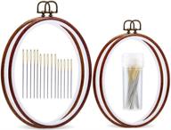 🧵 pack of 4 jupean oval embroidery hoops with imitated wood display frame, includes 30 embroidery needles - ideal for art craft sewing, wall hanging, and cross stitch hoop logo