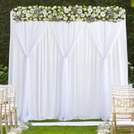 🎉 10ft x 7 ft white tulle backdrop curtains for parties, weddings, baby showers, birthdays, bridal showers | sheer backdrops drapes curtain panel for photobooth, wrinkle-free chiffon backdrop logo