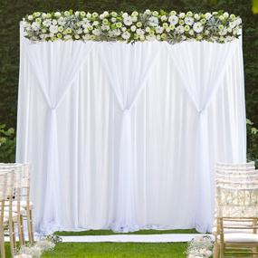 img 4 attached to 🎉 10ft X 7 ft White Tulle Backdrop Curtains for Parties, Weddings, Baby Showers, Birthdays, Bridal Showers | Sheer Backdrops Drapes Curtain Panel for Photobooth, Wrinkle-Free Chiffon Backdrop