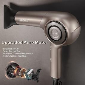 img 3 attached to 💨 Ionic Professional Hair Dryer with Aero DC Motor: 1875 Watt Blow Dryer for Salon-Quality Results - Lightweight, Quiet, Ceramic Tourmaline Hairdryer with Nozzle Concentrator Attachment for Women and Men - UNIKARA