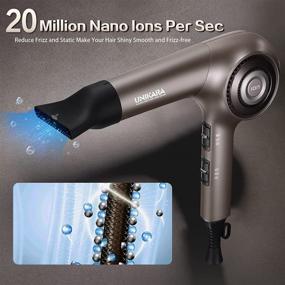 img 1 attached to 💨 Ionic Professional Hair Dryer with Aero DC Motor: 1875 Watt Blow Dryer for Salon-Quality Results - Lightweight, Quiet, Ceramic Tourmaline Hairdryer with Nozzle Concentrator Attachment for Women and Men - UNIKARA