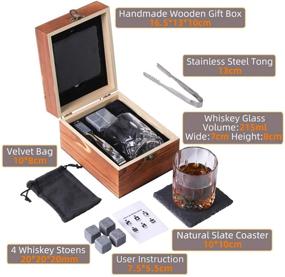 img 3 attached to Whiskey Stones and Glass Set - 4 Chilling Stones + Whiskey Rock Glass + Slate Coasters for Whiskey, Scotch and Bourbon - Ideal Christmas, Birthday, Father's Day Gifts for Men and Women