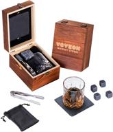 whiskey stones and glass set - 4 chilling stones + whiskey rock glass + slate coasters for whiskey, scotch and bourbon - ideal christmas, birthday, father's day gifts for men and women logo