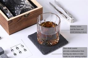 img 2 attached to Whiskey Stones and Glass Set - 4 Chilling Stones + Whiskey Rock Glass + Slate Coasters for Whiskey, Scotch and Bourbon - Ideal Christmas, Birthday, Father's Day Gifts for Men and Women