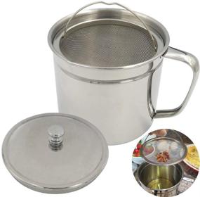 img 4 attached to 🔥 Evelots Oil Storage Can Strainer: Keep Grease Tidy & Hassle-free, Stainless Steel Container - 5 Cups