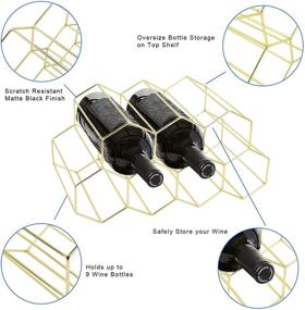 img 2 attached to Современный черный металлический винный стеллаж на 9 бутылок для хранения вина - Держатель вина MorNon для шкафов, кухонной столешницы, винного погреба, бара - золото