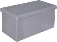 🪑 bf folding storage ottoman, faux leather footrest seat stool bench toy box chest, grey 30"x15"x15 logo