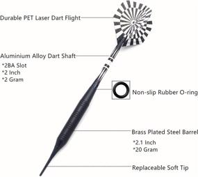 img 3 attached to ROOBEEO Soft Tip Darts Set with Plastic Tip and Brass Barrels, 18/22g, Aluminum Shafts, 6 Flights, Spare Dart Shaft and Soft Tips, Portable Case - Ideal for Electronic Dart Board