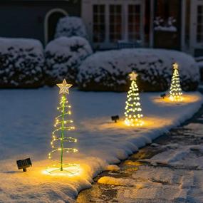 img 1 attached to 🎄 Solar LED Christmas Spiral Lights - 50 Metal LEDs, Multi-Colored & Warm White, for Outdoor & Indoor Xmas Décor