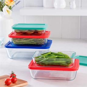 img 3 attached to 🍱 Optimized for Search: Pyrex Simply Store Meal Prep Glass Food Storage Containers (10-Piece Set, BPA Free Lids, Oven Safe)