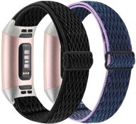 【2 pack】 эластичный ремешок для часов, совместимый с fitbit charge 4/charge 3/charge 3 se логотип