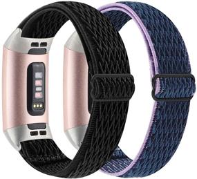 img 4 attached to 【2 Pack】 Эластичный ремешок для часов, совместимый с Fitbit Charge 4/Charge 3/Charge 3 SE