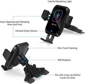 img 3 attached to 📱 Беспроводное автомобильное зарядное устройство Enomol для монтажа на слоте CD, с автозажимом, поддержкой 15W быстрой зарядки Qi, инфракрасным сенсором и креплением воздушных каналов для телефона iPhone 12 Pro Max, iPhone 11, Xs, Xr, X, 8 и Samsung S20, S10, S9.