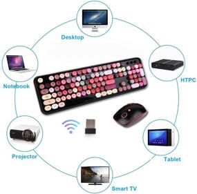 img 2 attached to 🖥️ SADES Wireless Keyboard and Mouse Sets - Reliable 2.4 GHz Connectivity for PC, Laptop, Smart TV, and More - Black Colorful