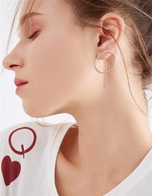 img 3 attached to FINREZIO Geometric Earrings Set for Women Girls - Round, Square, Triangle - 3 Color Options