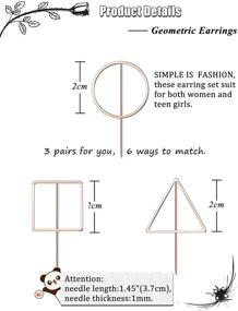 img 2 attached to FINREZIO Geometric Earrings Set for Women Girls - Round, Square, Triangle - 3 Color Options