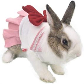 img 1 attached to 🐇 QBLEEV Cute Bunny Rabbit Dress Clothes: Creative School Uniform Costume for Small Animals, Perfect for Mini Dog, Chinchilla, and Funny Rabbit Apparel for Birthday Party and Daily Wear