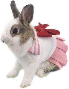 img 2 attached to 🐇 QBLEEV Cute Bunny Rabbit Dress Clothes: Creative School Uniform Costume for Small Animals, Perfect for Mini Dog, Chinchilla, and Funny Rabbit Apparel for Birthday Party and Daily Wear