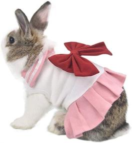 img 3 attached to 🐇 QBLEEV Cute Bunny Rabbit Dress Clothes: Creative School Uniform Costume for Small Animals, Perfect for Mini Dog, Chinchilla, and Funny Rabbit Apparel for Birthday Party and Daily Wear