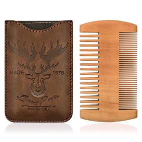 img 4 attached to 🧔 Beard Power Wooden Comb & Durable Case - Men's Sexy Beard Grooming Tool with Fine & Coarse Teeth, Pocket Comb for Beards & Mustaches, Brown Deer Design