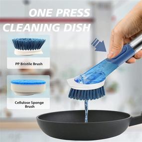 img 3 attached to Allcleaner Soap Dispensing Dish Brush with 2 Replacement 🔵 Heads - Scrubber for Kitchen, Dishwashing, and Scrubbing - Blue