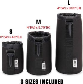 img 2 attached to 📸 USA GEAR FlexARMOR Protective Neoprene Lens Case Pouch Set 3-Pack - Securely Hold Lenses up to 70-300mm with Drawstring Opening, Clip and Belt Loop - Black