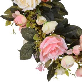 img 1 attached to Lvydec Fake Rose Flower Wreath - Spring Door Wreath 13 Inch for Front Door, Wall, Wedding, Home Décor - Artificial Rose Wreath