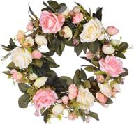 lvydec fake rose flower wreath - spring door wreath 13 inch for front door, wall, wedding, home décor - artificial rose wreath логотип