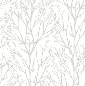img 4 attached to 🌳 White & Off-White Treetops Peel & Stick Wallpaper - NuWallpaper NU2394