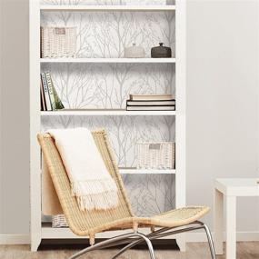 img 2 attached to 🌳 White & Off-White Treetops Peel & Stick Wallpaper - NuWallpaper NU2394