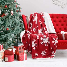 img 4 attached to Bedsure Snowflake Sherpa Fleece Throw Blanket in Red and White - Holiday Blanket 50x60 inches, Fuzzy Warm Throws for Winter Bedding, Couch, Sofa, and Gift