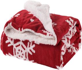 img 2 attached to Bedsure Snowflake Sherpa Fleece Throw Blanket in Red and White - Holiday Blanket 50x60 inches, Fuzzy Warm Throws for Winter Bedding, Couch, Sofa, and Gift