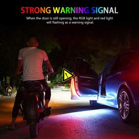 img 2 attached to 🚦 LECART 2Pcs RGB Car Door Warning Light - Anti-Collision Strobe Strip Light for Auto Safety and Decor