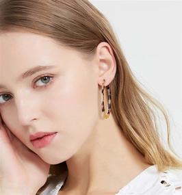 img 2 attached to 👂 XOCARTIGE Mottled Resin Acrylic Hoop Earrings Set - Textured Open Circle Statement Stud Earrings for Women and Girls