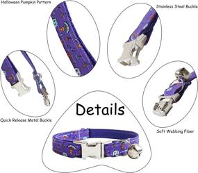 img 2 attached to 🎃 Halloween Breakaway Cat Collar and Bandana Set - Cute Pumpkin Pattern - Safety Adjustable - Purple