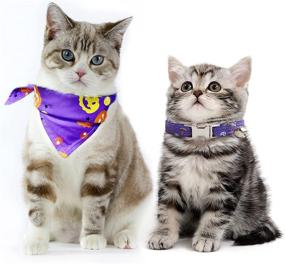 img 3 attached to 🎃 Halloween Breakaway Cat Collar and Bandana Set - Cute Pumpkin Pattern - Safety Adjustable - Purple