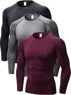 men's 3 pack long sleeve compression shirts: ideal workout undershirts for maximum performance and athletic base layer логотип