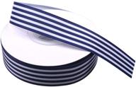 🎀 25 yards of blue and white striped ribbon with blue taffy grosgrain design - perfect for diy hair bows, scrapbooking, parties, weddings, holiday decorations, and crafts for christmas gift wrapping logo