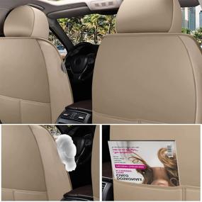 img 1 attached to 🚗 FREESOO Beige Car Seat Covers Front Only - Full Coverage Leather Seat Protector with Lumbar Support, Universal Fit for Cars SUV Sedan Pick-up Truck Van - Airbag Compatible (9-2PCS)