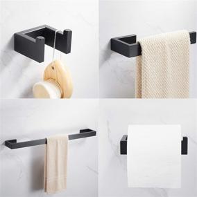 img 3 attached to 🛁 4-Piece Bathroom Hardware Accessory Set, Matte Black Towel Bar Set - SUS304 Stainless Steel Bath Hardware Set with Towel Holder, Double Robe Hooks, Toilet Paper Holder, and Hand Towel Ring - Wall Mounted